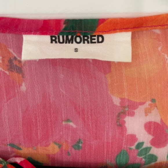 Rumored East End Electric Floral Pink Sheer Top, small - Picture 7 of 8